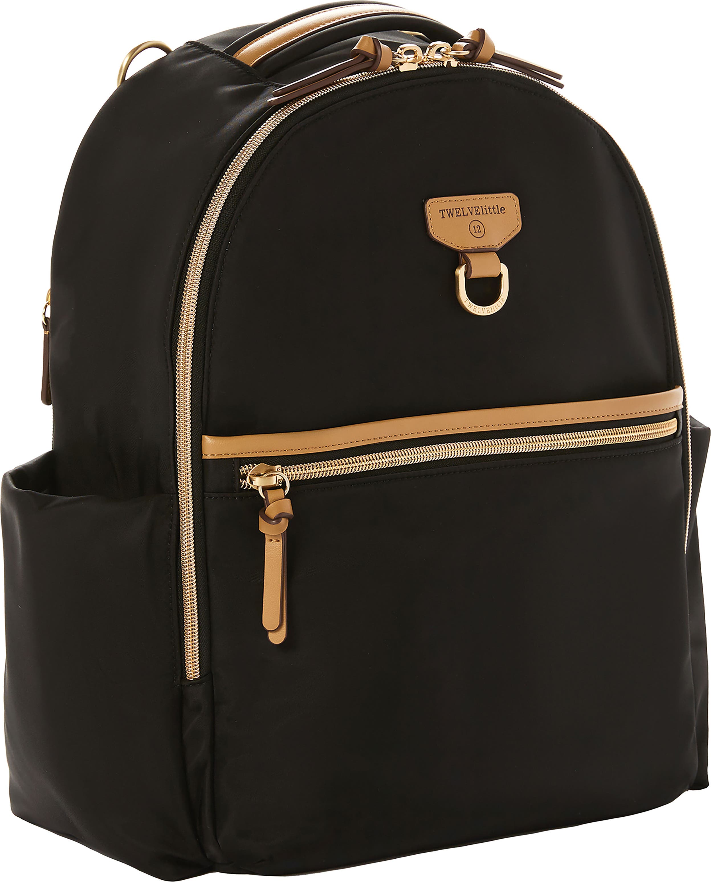 FB Jewels Solid Black Leather Organizer Backpack 